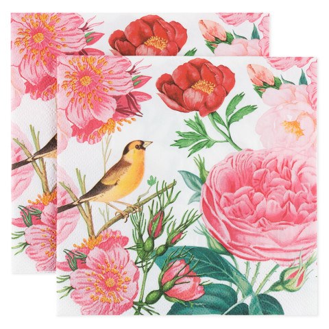 Сервировочные салфетки, Розы с птичкой