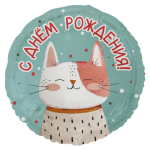 Круг С днем рождения! Котик рыжий с точками