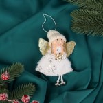 Елочная игрушка мягкая «Алиса» снежинки, бело-золотой