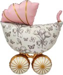 Фигура Коляска Ретро, Розовый, Сатин