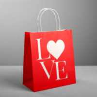 Пакет подарочный крафт «LOVE», красный