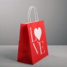 Пакет подарочный крафт «LOVE», красный