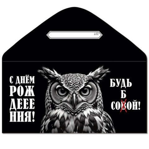 Конверт для денег "С Днем рождения! Будь Собой" Сова