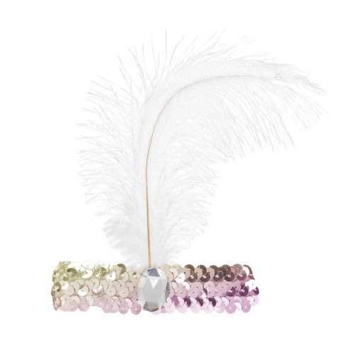 Повязка на голову, с пером, белый