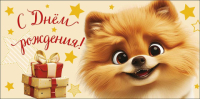 Конверт для денег С Днем Рождения! Шпиц