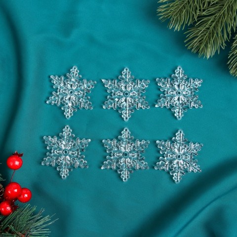 Ёлочные игрушки «Зимнее волшебство. Снежинка резная» пластик, прозрачный