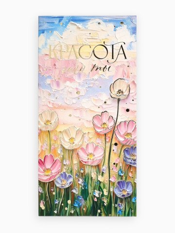 Конверт для денег «Объёмные цветы», тиснение