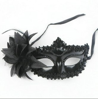 Маска венецианская Цветок, Черный