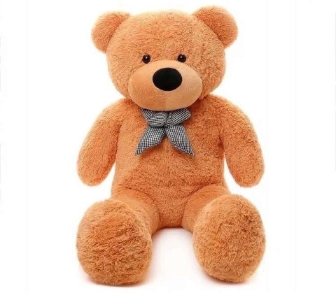 Мягкая игрушка Медведь Бурый с бантом в клетку