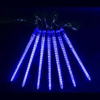 Новогодняя светодиодная гирлянда Тающие сосульки острые Синий цвет