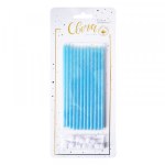 Свечи тортовые классические XL Голубые с серебряным глиттером с держателями