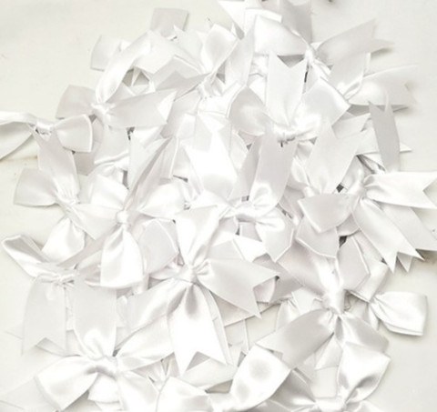 Набор атласных бантиков для декора, Белый