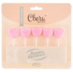 Свечи Сердце, Розовый, с блестками