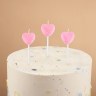 Свечи Сердце, Розовый, с блестками