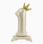 Цифра 1 Золотая корона на подставке, Крем