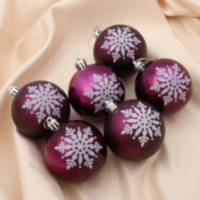 Ликвидация! Набор новогодних елочных шаров "Резная снежинка" фиолетовый