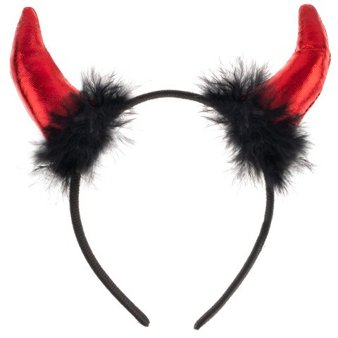 Ободок, Рожки Чертенка, Красный/Черный, Металлик