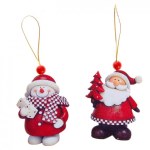 Подвеска новогодняя деревянная «Снеговик и дед Мороз», МИКС Подвеска новогодняя деревянная «Снеговик и дед Мороз», МИКС