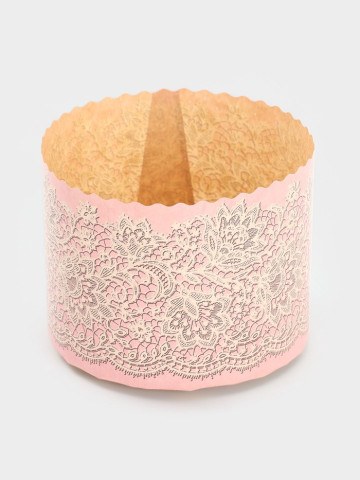 Формы для выпечки кулича бумажные «Кружева», одноразовые, розовые