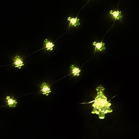 Светодиодная гирлянда Елочки, 10 Led, IP14, Зеленый/Теплый белый