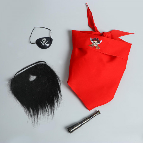 Карнавальный костюм Чёрная борода (бандана, подзорная труба, наглазник, борода)