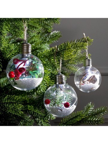 Набор ёлочных шаров «Зимний лес», 1 LED, от батареек, свечение белое