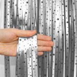 Занавес для фотозоны, дождик, Серебряный с черными звездами