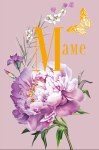 Открытка миди Пион маме, конгрев, лак выборочный, фольга