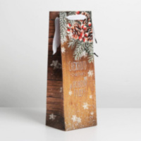 Пакет под бутылку крафтовый «Снежного счастья в новом году»