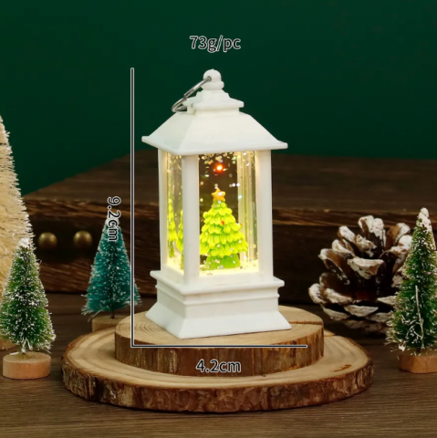 Светодиодный фонарик водяной с эффектом "метели", Белый с ёлочкой 3D