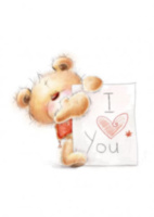 Мини-открытка, I love you (плюшевый мишка)