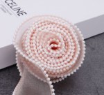 Лента декоративная органза Персиковый  с леской и бусинами