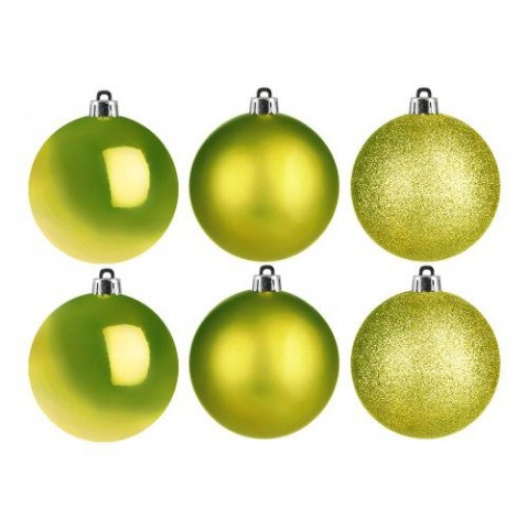 Набор новогодних елочных шаров 2 дизайна, лайм