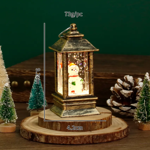 Светодиодный фонарик водяной с эффектом "метели", Бронзовый со снеговиком3D