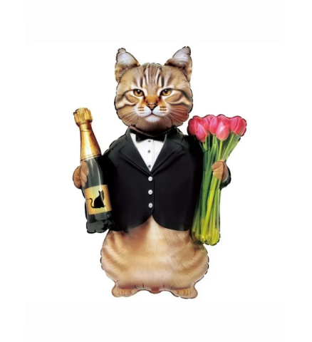 Фигура Кот с тюльпанами и шампанским