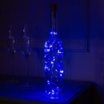 Гирлянда «Нить» роса с пробкой, IP20, серебристая нить, 20 LED, батарейки LR44х3 (в комплекте), свечение синее