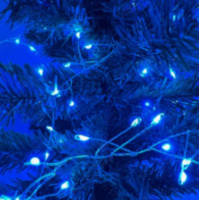 Светодиодная гирлянда "Роса" на зеленом проводе, хвойная лапа, Синий цвет 500 Led