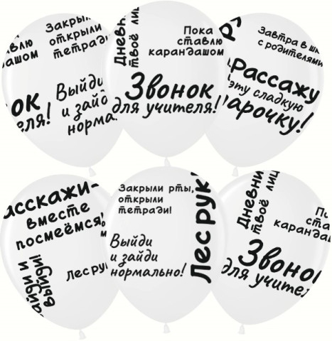 МВВ Шары Школьные цитаты, Белый, пастель, 5 ст