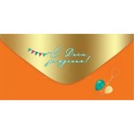 Конверт для денег "С Днём Рождения!" Оранжевый, soft-touch