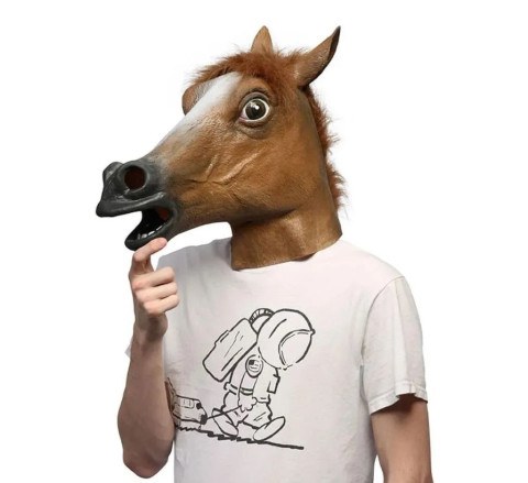 Маска латексная карнавальная Голова лошади, коня, Коричневый