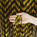 Занавес для фотозоны, дождик, Зигзаги, Черный/Золото, Металлик