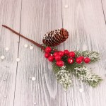 Декоративная ветка "Зимняя ветка с шишкой"
