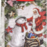 Пакет подарочный, Дед Мороз и снеговик, с блестками