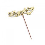 Топпер деревянный "Поздравляю" золотой