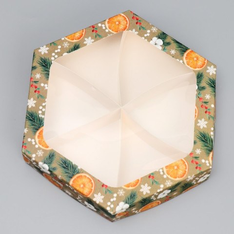Набор коробок складных новогодних «Хвоя, хлопок, апельсины»