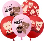 ТМ 512 Шары Влюбленные мишки, Розовый/Красный, пастель