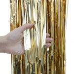 Занавес для фотозоны, дождик, Светлое золото, Металлик