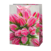 Пакет подарочный, Весенние тюльпаны, Дизайн №4, с блестками