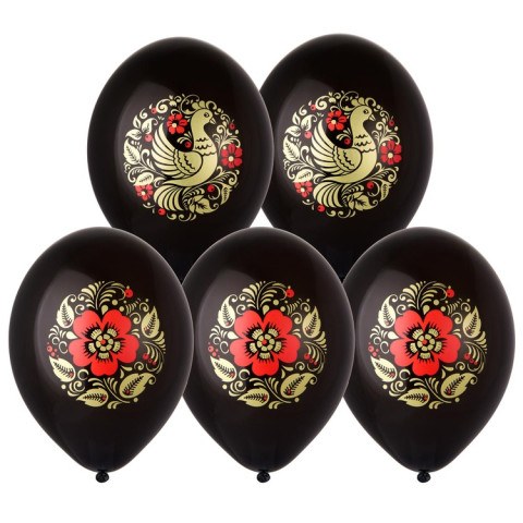 BB Шары Русский стиль Хохлома, черный, пастель