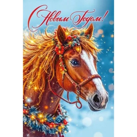 Открытка "С Новым годом!" Лошадка #нг